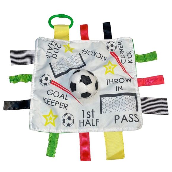 Baby Jack Lovey Security Blanket Plush Minky Tags Satin Soccer Nursery Goal Red - Picture 1 of 11